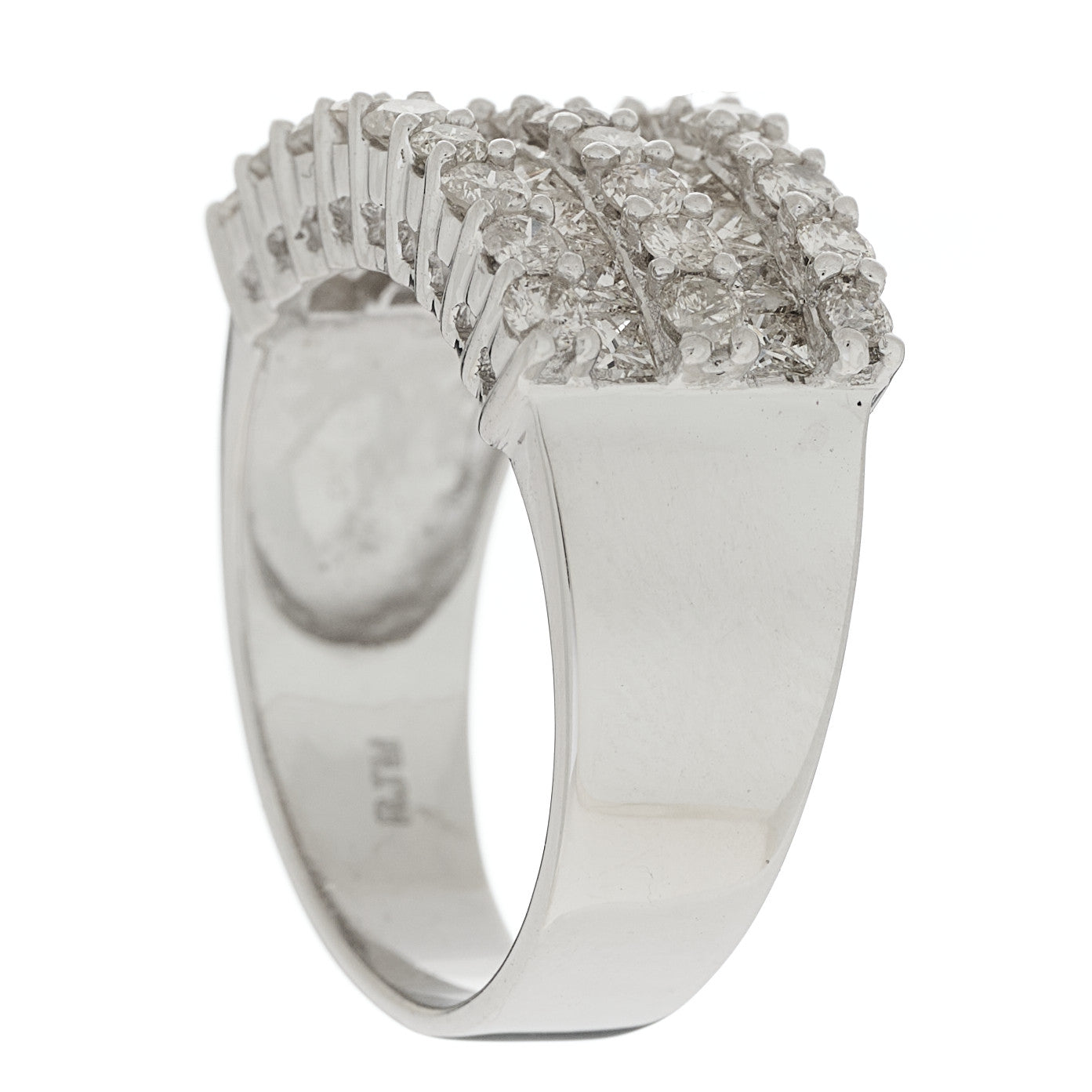 14K White Gold Diamond 1.71ctw Five Row Round Princess Cut Band Ring 54 7