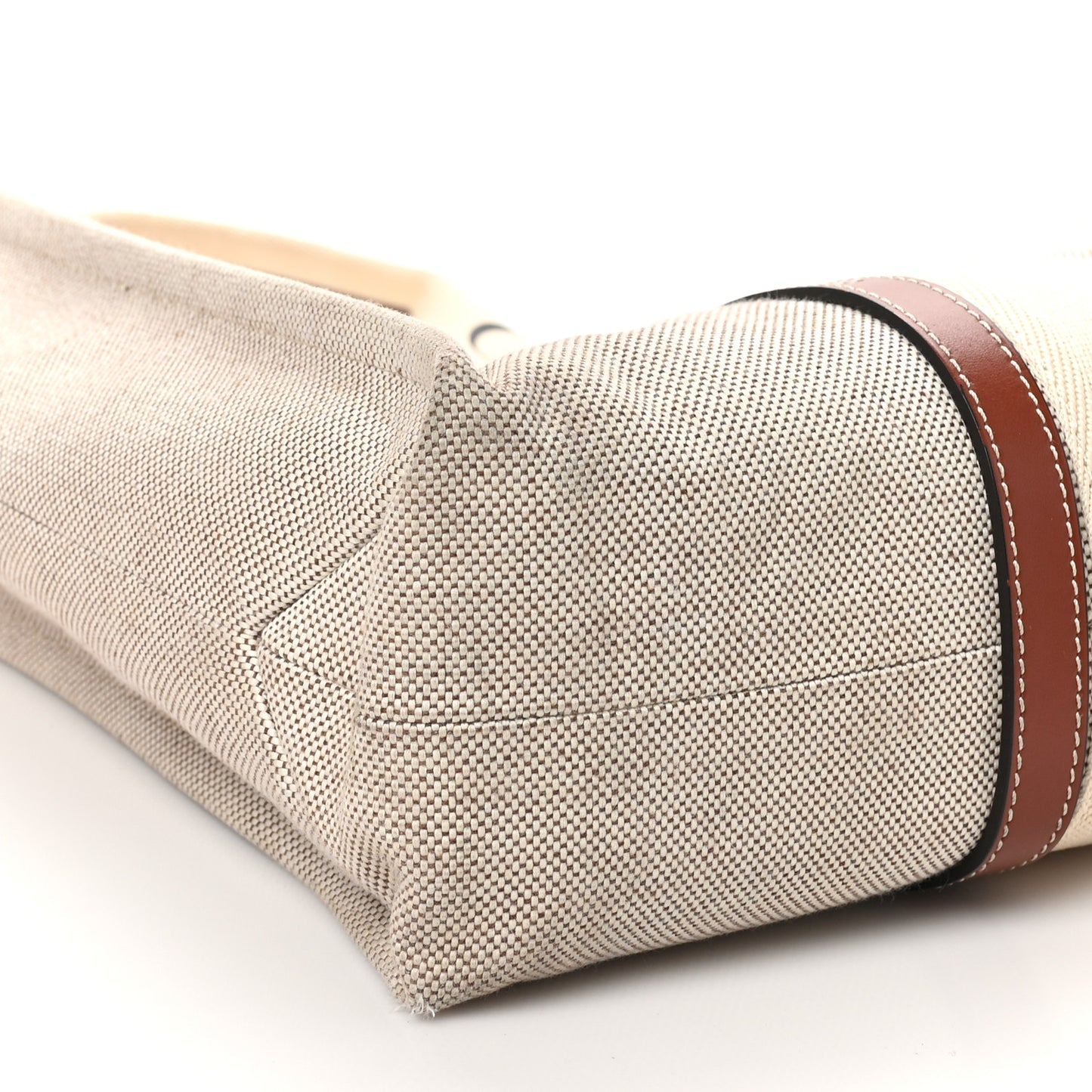Cotton Calfskin Large Woody Ribbon Tote White Brown