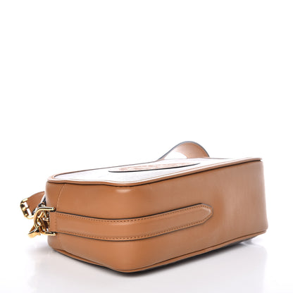 Fendi Glazed Fabric Vitello Century F is Fendi FF 1974 Stamp Patch Camera Case Mogano Panna Caramello 4 of 9