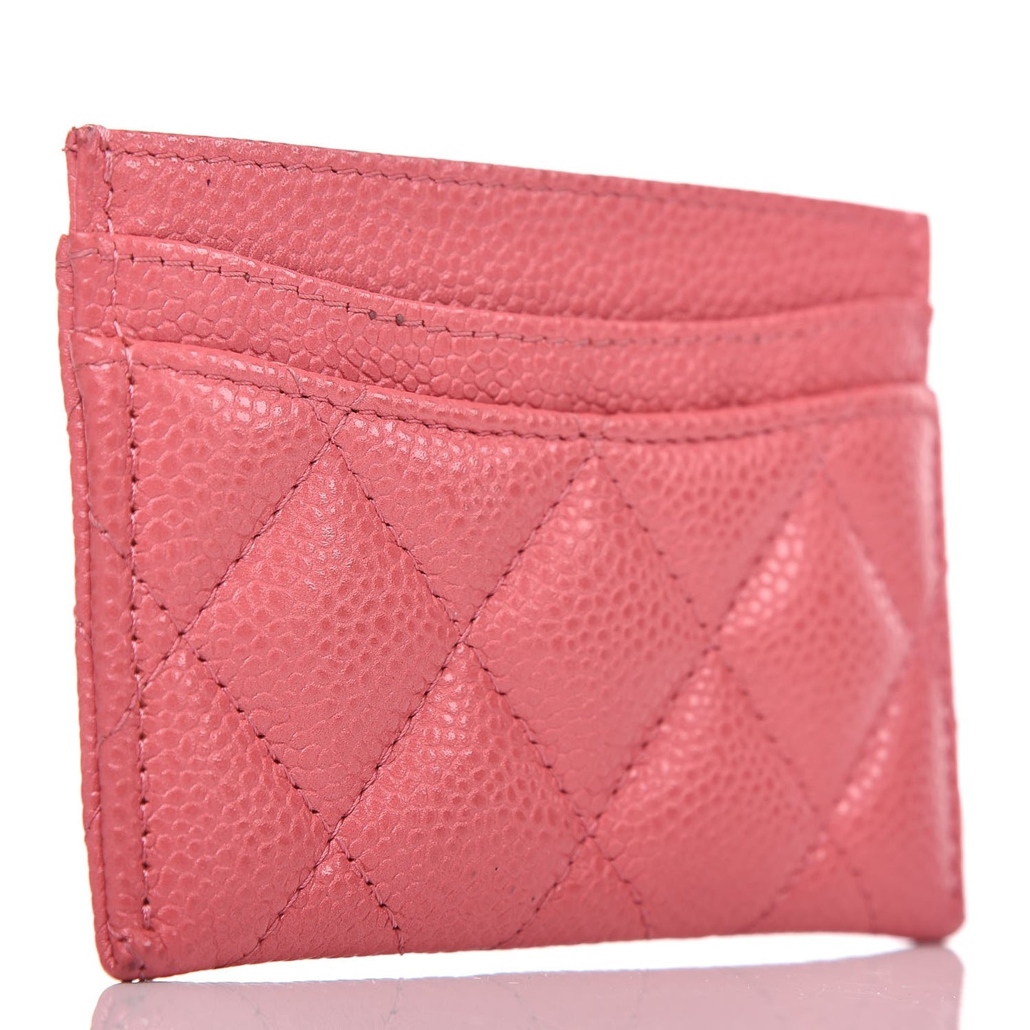 Caviar Quilted Card Holder Pink