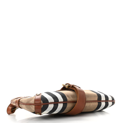 Burberry Calfskin House Check Woven Shoulder Bag Tan 4 of 12