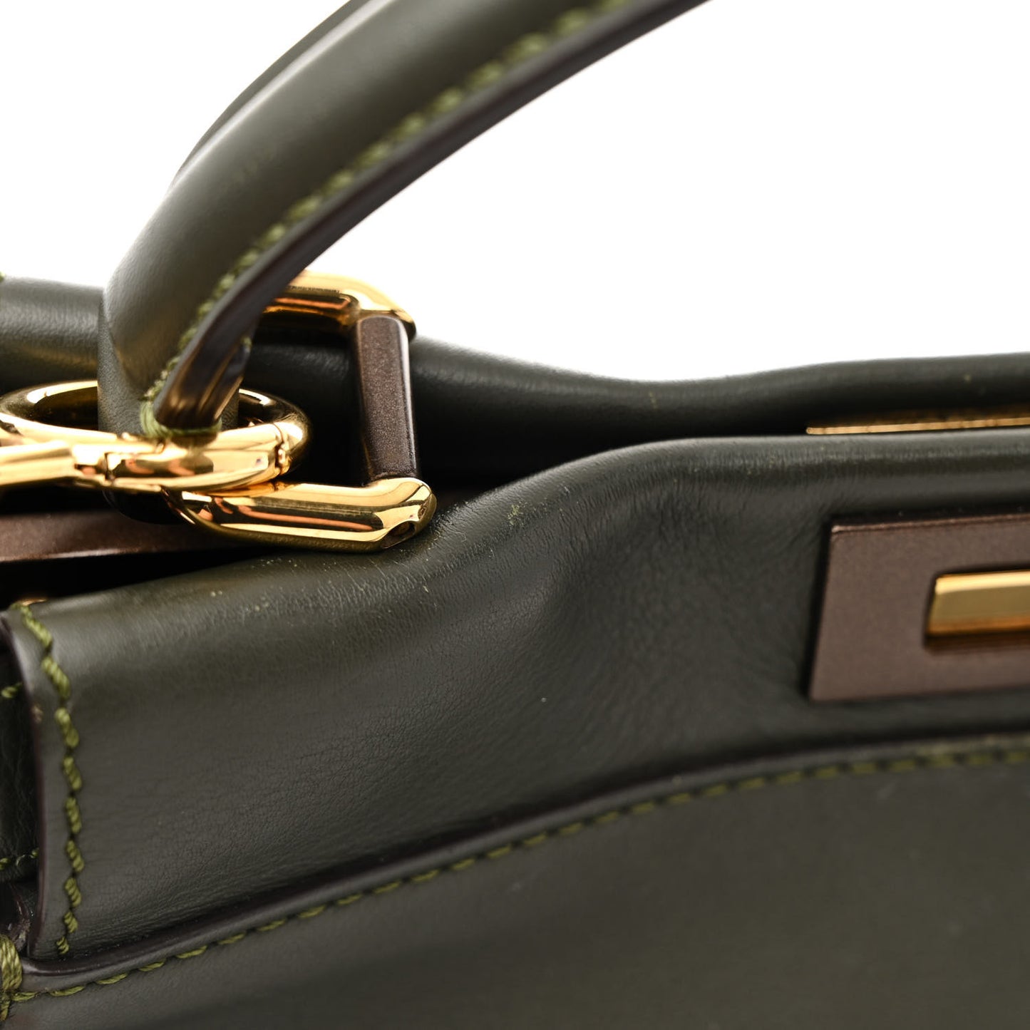 Vitello Seta Shiny Nappa Medium Peekaboo Iconic Satchel Verde Prato Makeup