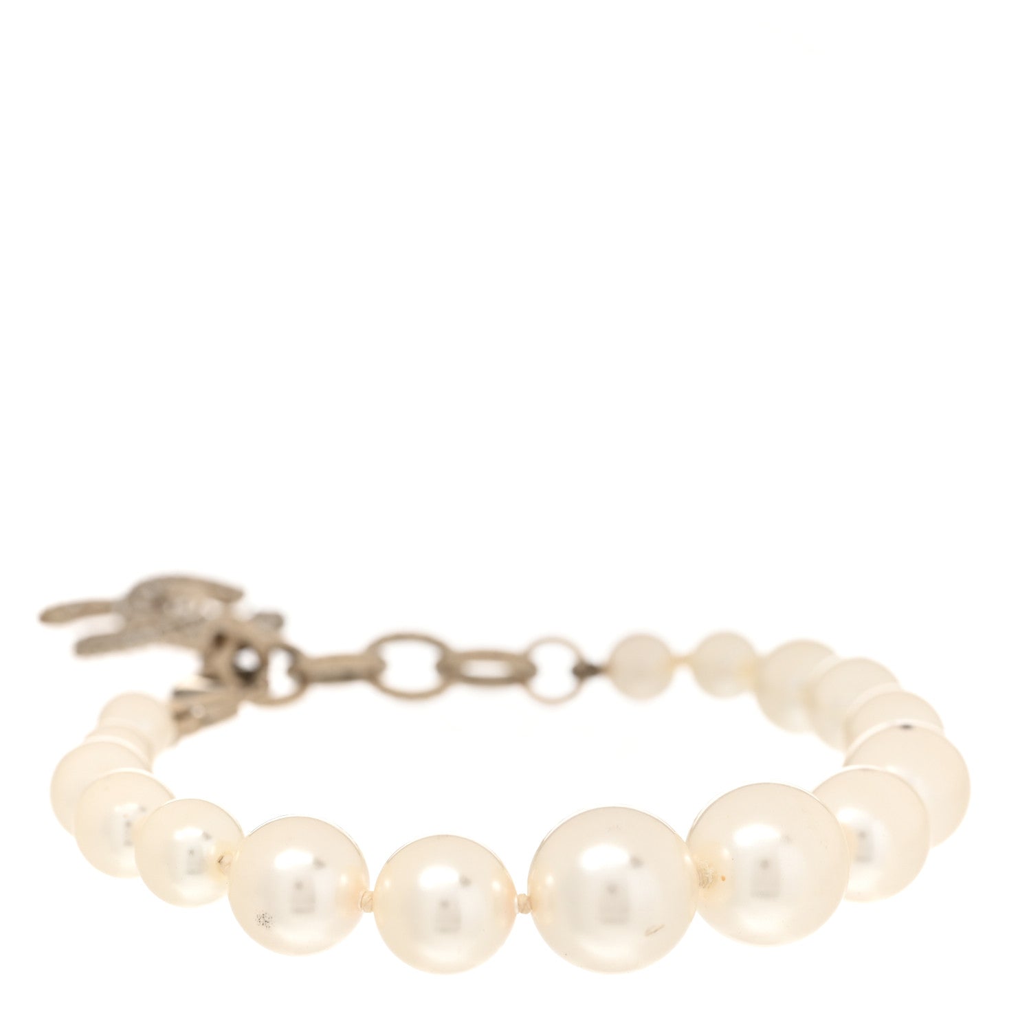 Chanel Graduated Pearl Crystal CC Bracelet Gold 1 of 8