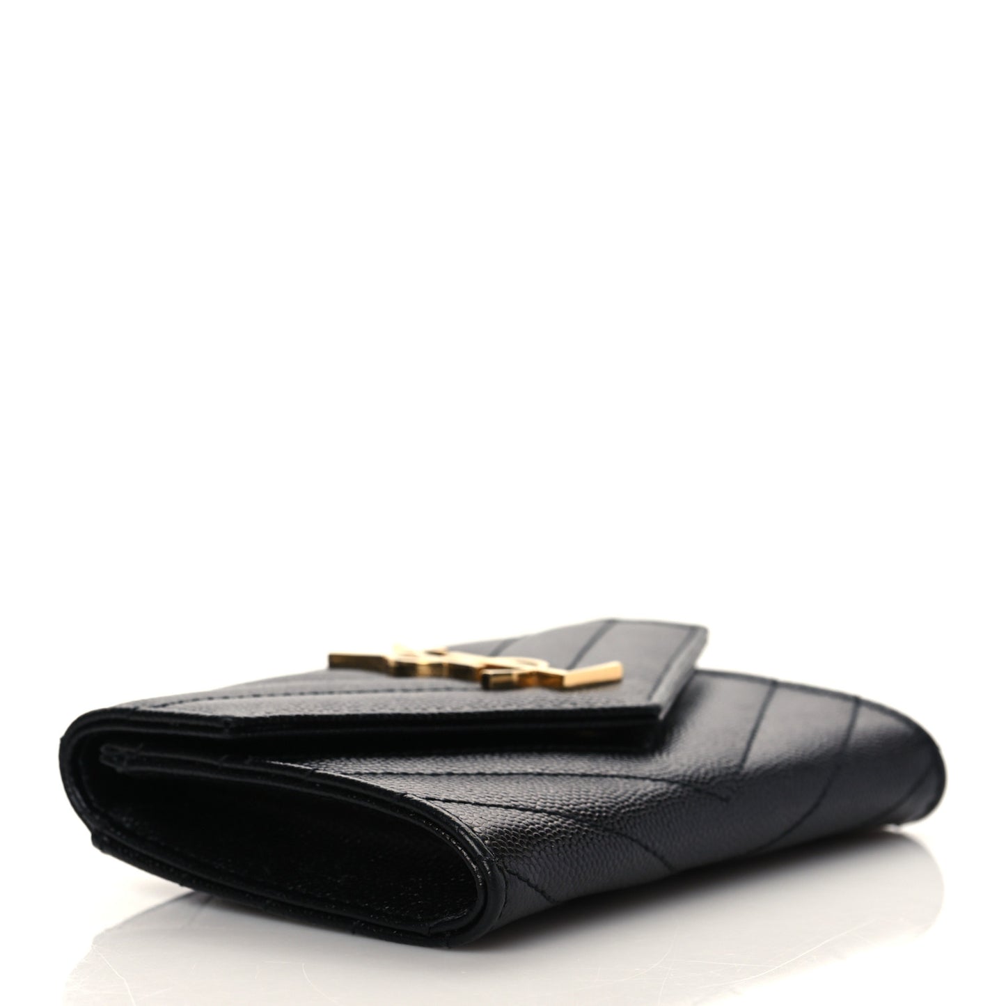 Grain De Poudre Matelasse Chevron Small Monogram Envelope Wallet Black