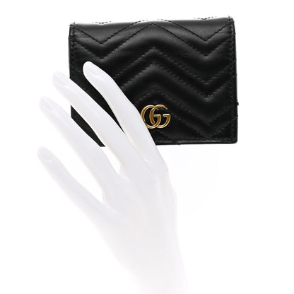 Gucci Calfskin Matelasse GG Marmont Card Case Wallet Black 2 of 8