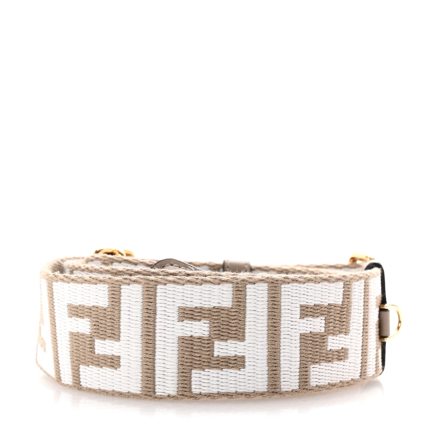 Jacquard Ribbon Vitello King FF Bi-Color Intreccio Adjustable Strap You Dove White Anthracite