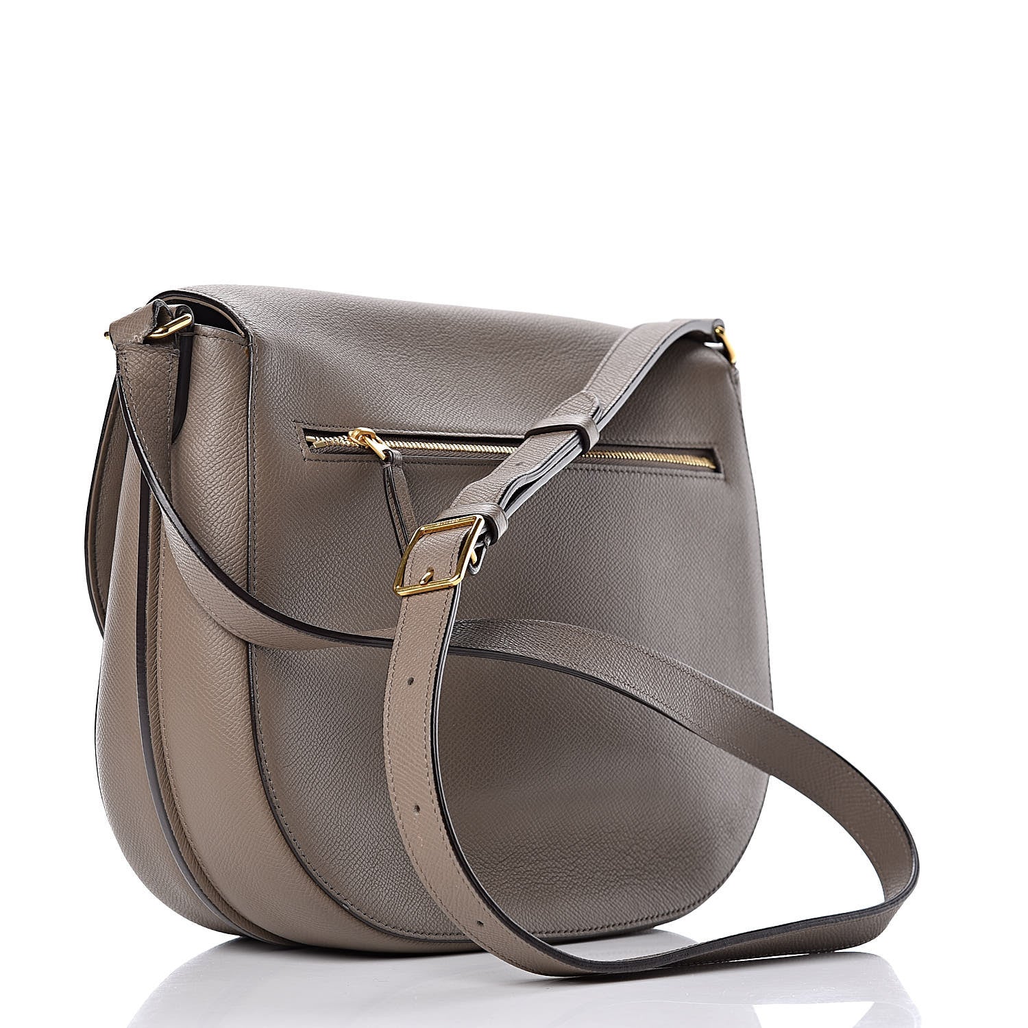 Celine Grained Calfskin Medium Trotteur Taupe 3 of 12