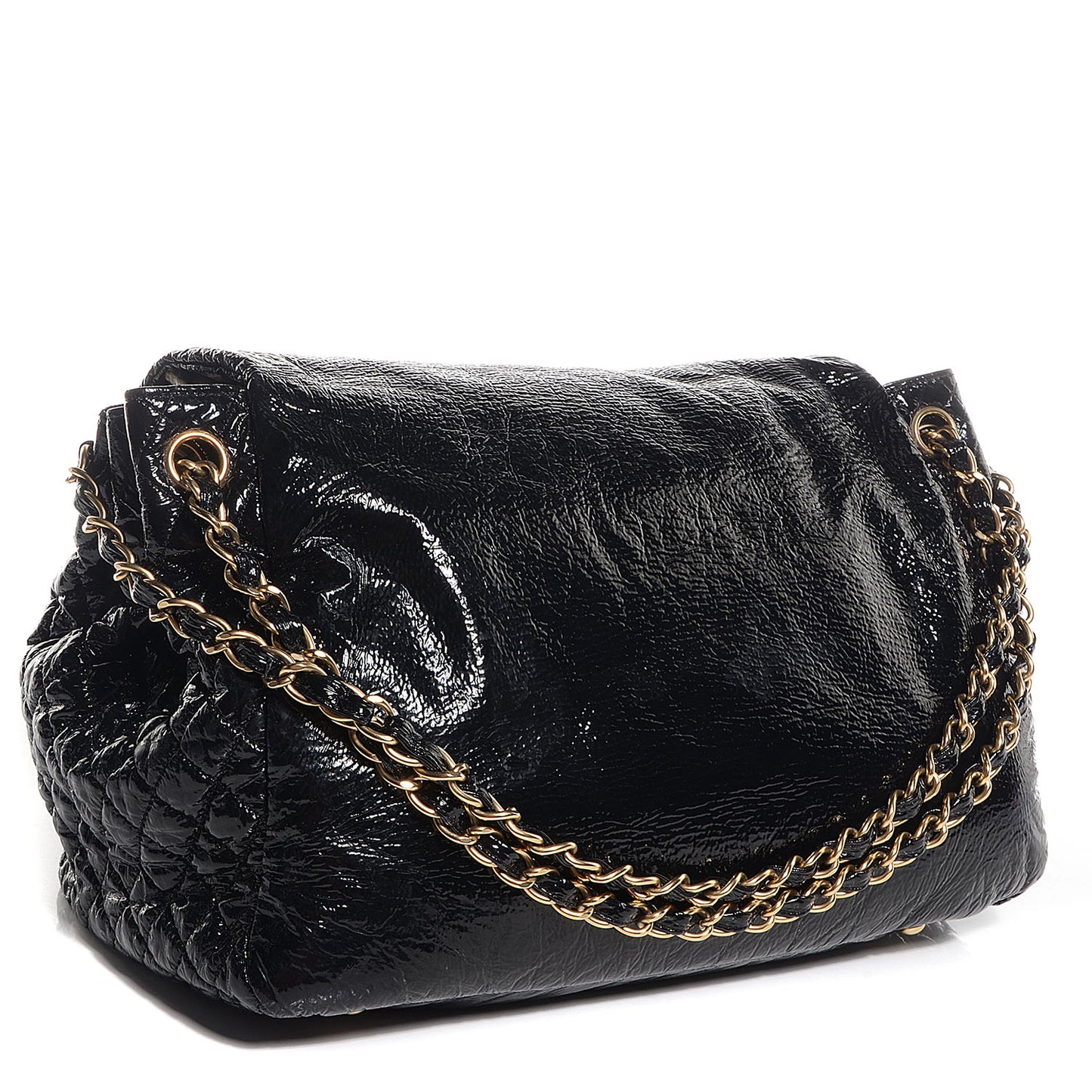 Vinyl Rock and Chain Medium Flap Black