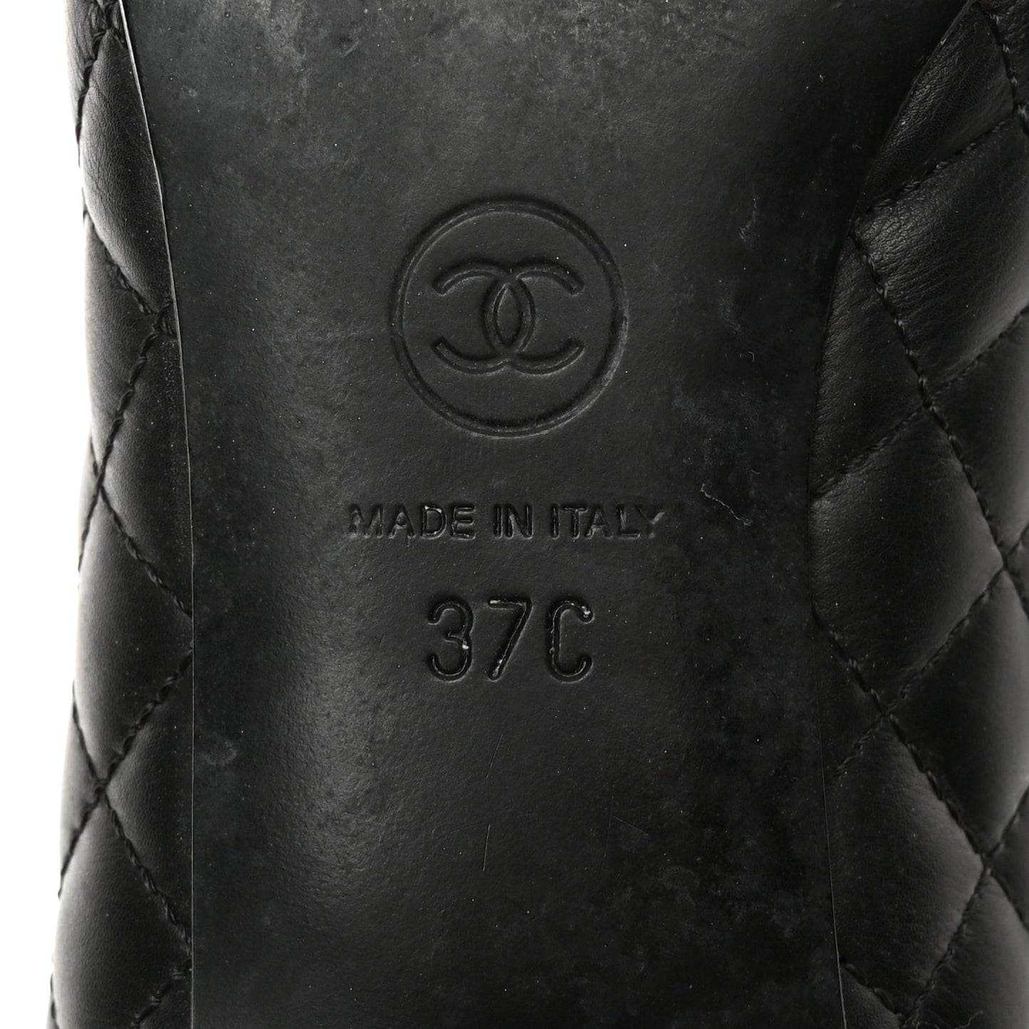 Lambskin Grosgrain Quilted CC Cap Toe Low Heel Pumps 37 Black