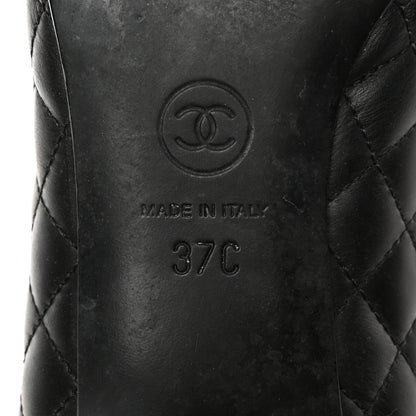 Chanel Lambskin Grosgrain Quilted CC Cap Toe Low Heel Pumps 37 Black 6 of 13
