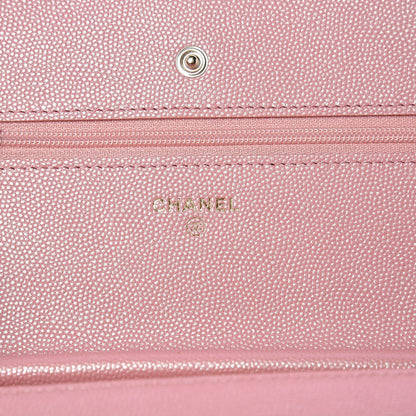 Chanel Iridescent Caviar Quilted Wallet on Chain WOC Rose Pink 6 of 9