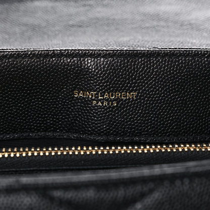 Saint Laurent Grain de Poudre Calfskin Y Quilted Monogram Small Loulou Chain Satchel Black 6 of 12