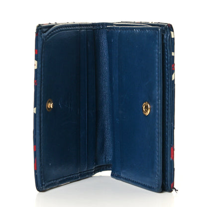 Gucci Calfskin Matelasse GucciGhost GG Marmont Card Case Blue Agata Hibiscus Red 6 of 7