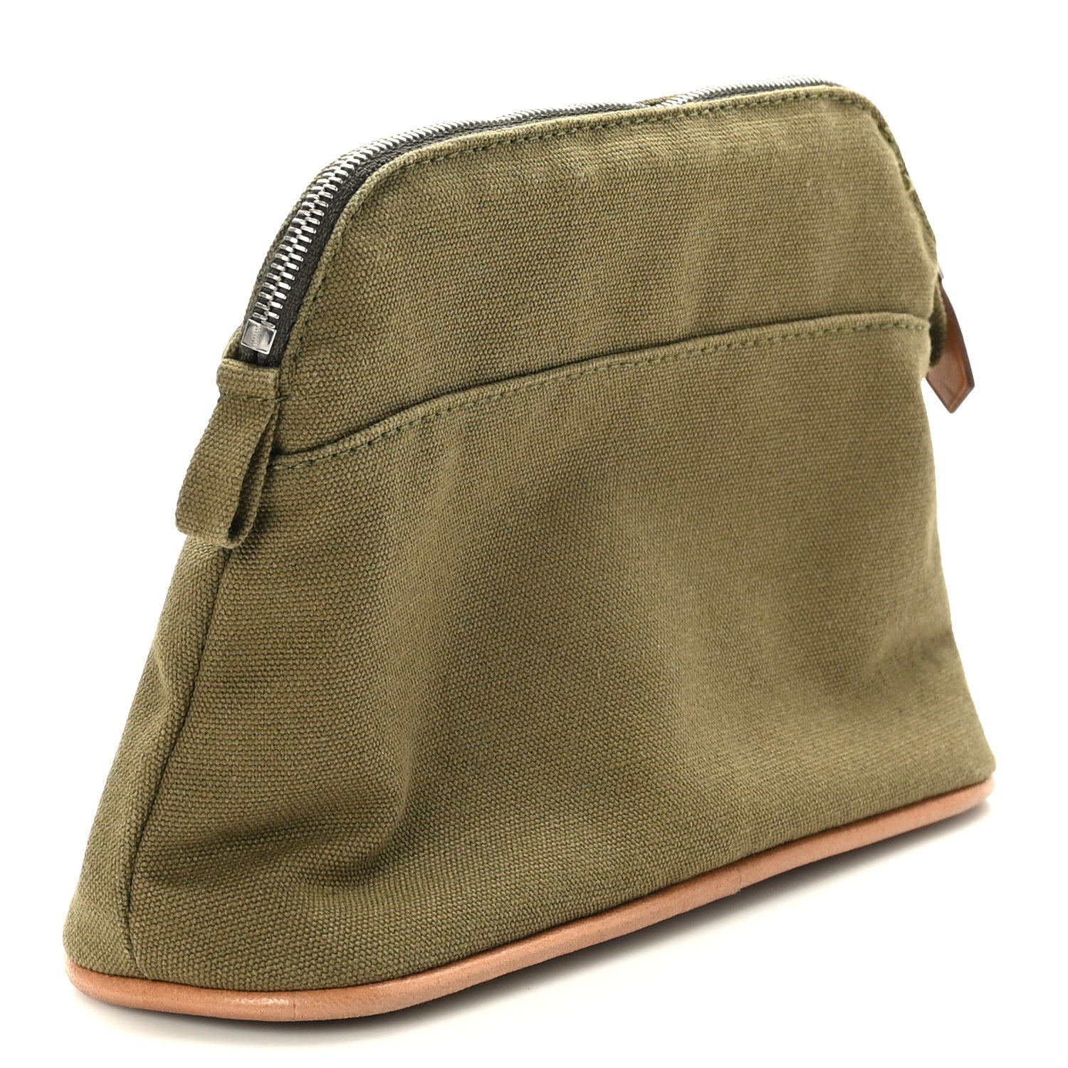 Hermes Cotton Canvas Mini Bolide Travel Cosmetic Pouch Khaki 3 of 8
