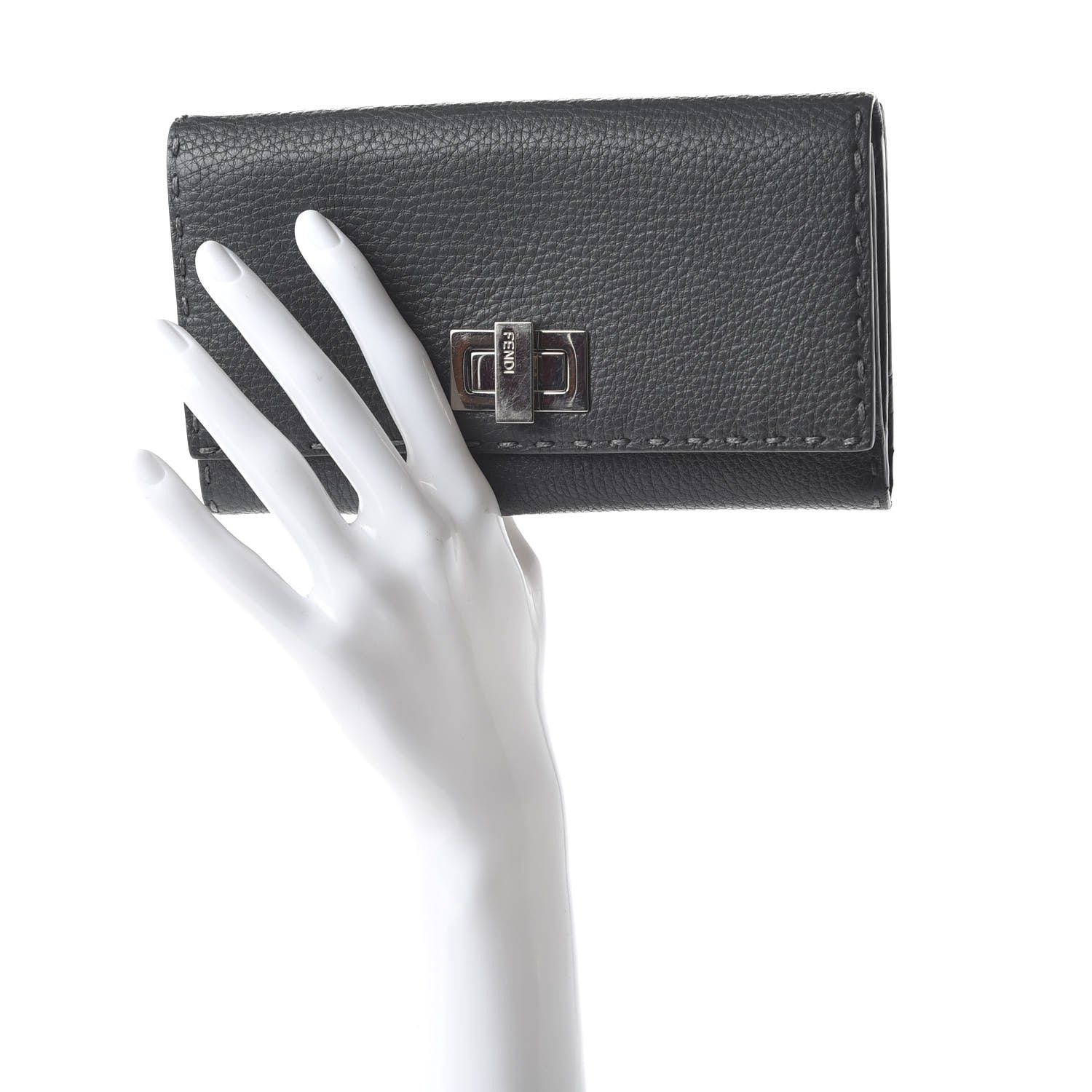 Fendi Cuoio Romano Selleria Peekaboo Continental Wallet Asfalto 4 of 22