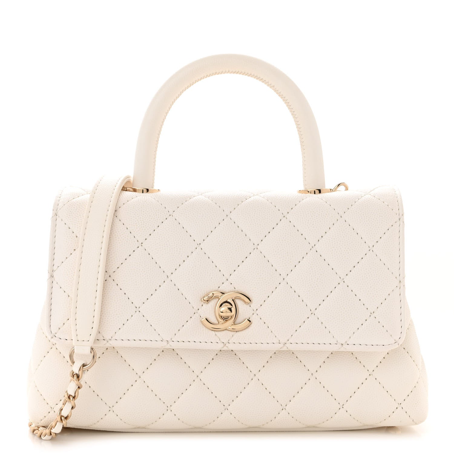 Chanel Caviar Quilted Mini Coco Handle Flap White 1 of 11