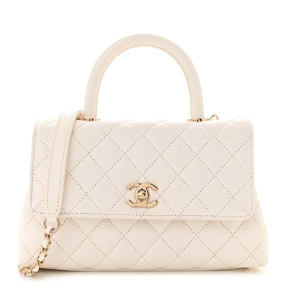Chanel Caviar Quilted Mini Coco Handle Flap White 1 of 11