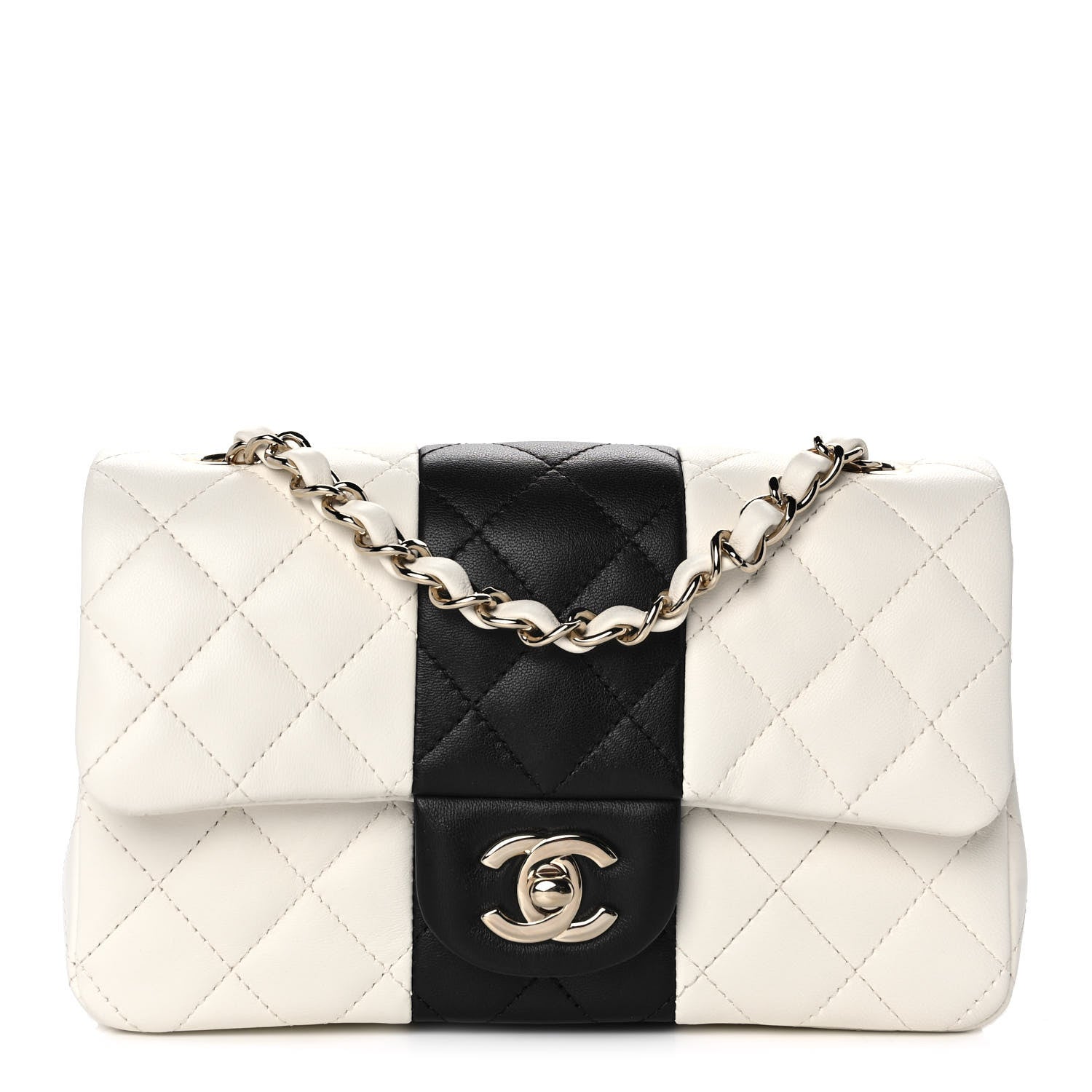 Chanel Lambskin Quilted Mini Rectangular Flap White Black 1 of 11