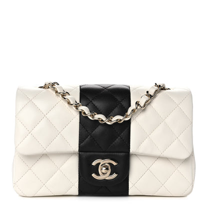 Chanel Lambskin Quilted Mini Rectangular Flap White Black 1 of 11