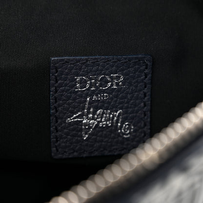 Christian Dior X SHAWN STUSSY Grained Calfskin Printed Mens Saddle Bag Navy Blue 6 of 18