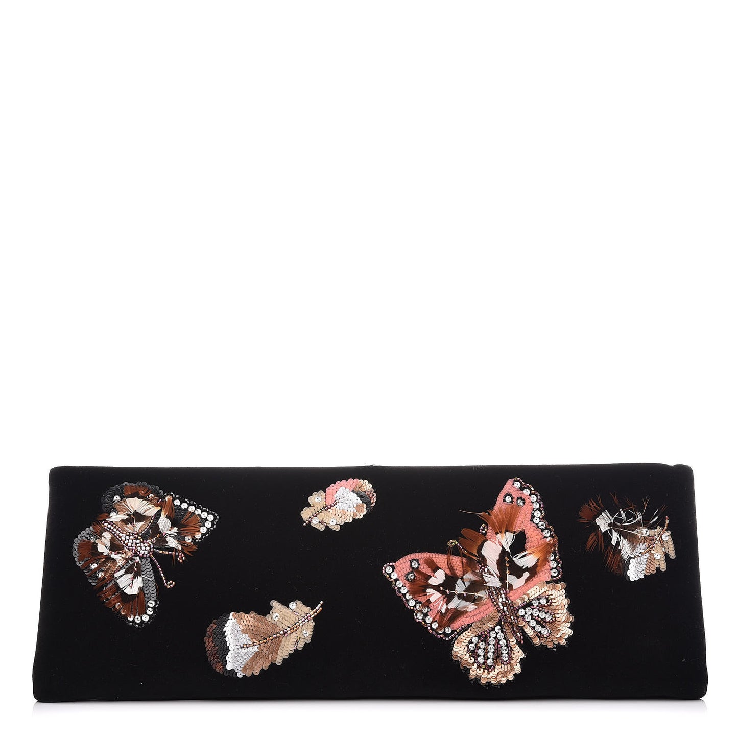 Velvet Embellished Minaudiere Butterfly Clutch Black