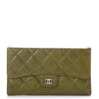 Chanel Calfskin Quilted Large Flap Wallet Green 1 of 14