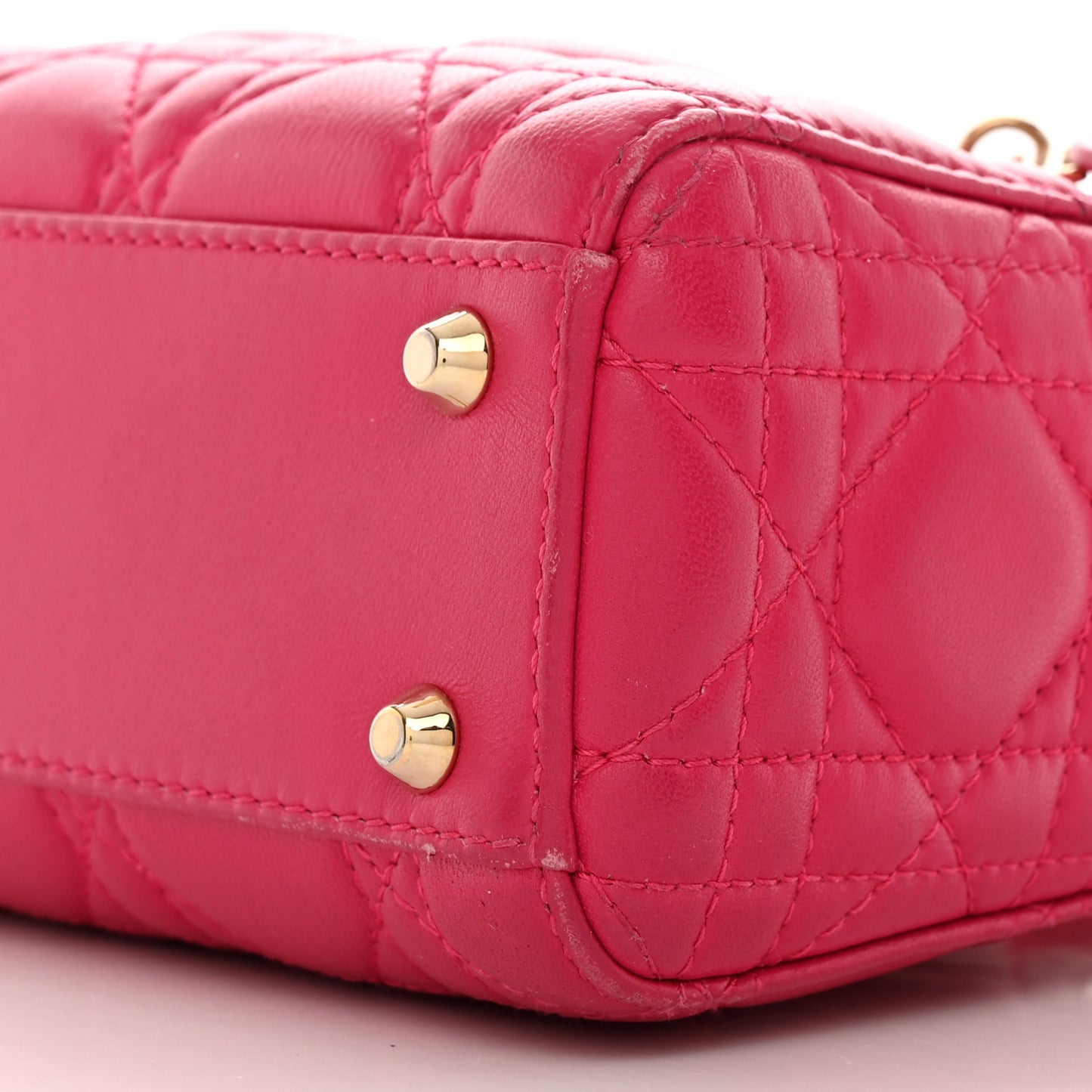 Lambskin Cannage Mini Lady Dior Fuchsia