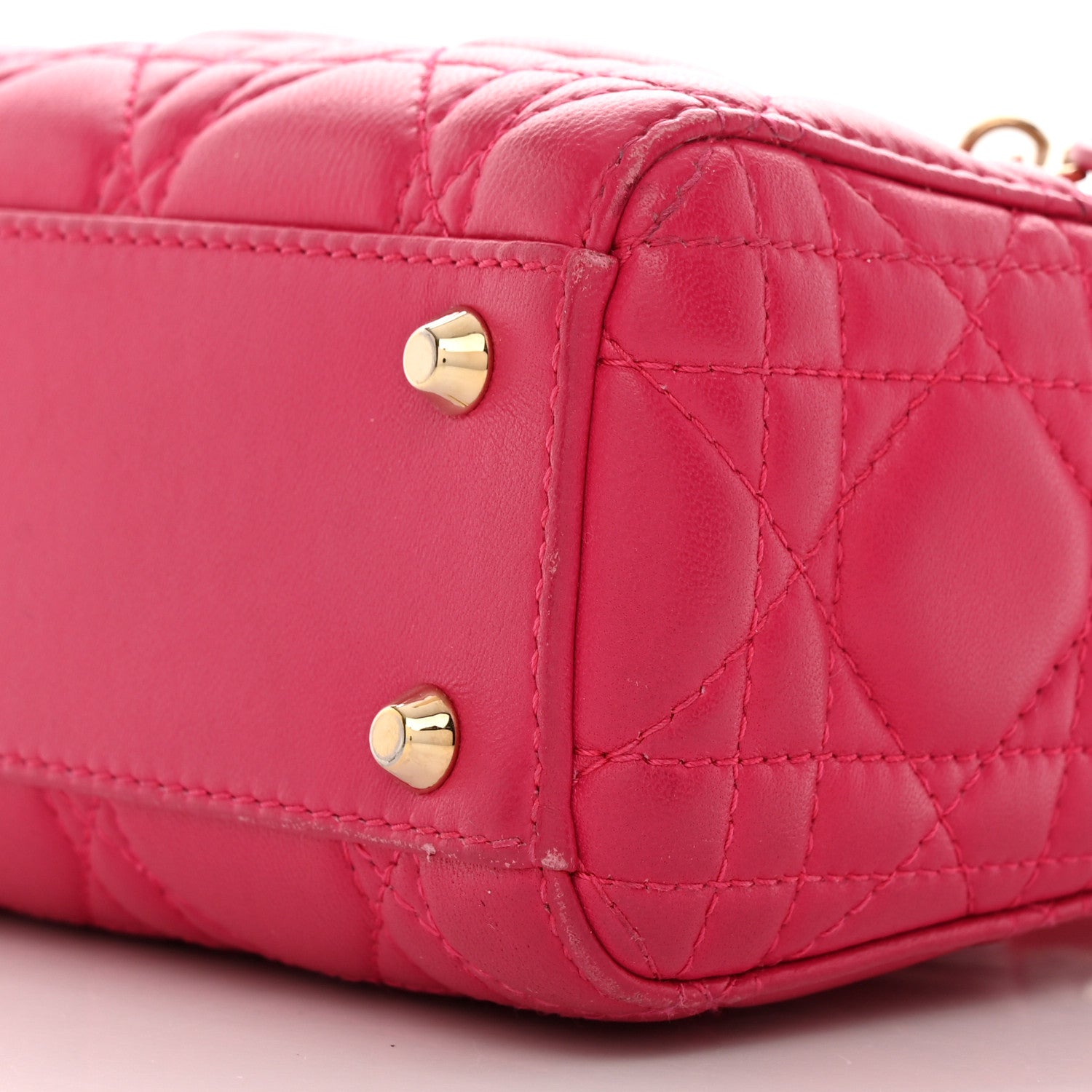Christian Dior Lambskin Cannage Mini Lady Dior Fuchsia 10 of 13