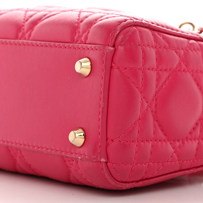 Christian Dior Lambskin Cannage Mini Lady Dior Fuchsia 10 of 13