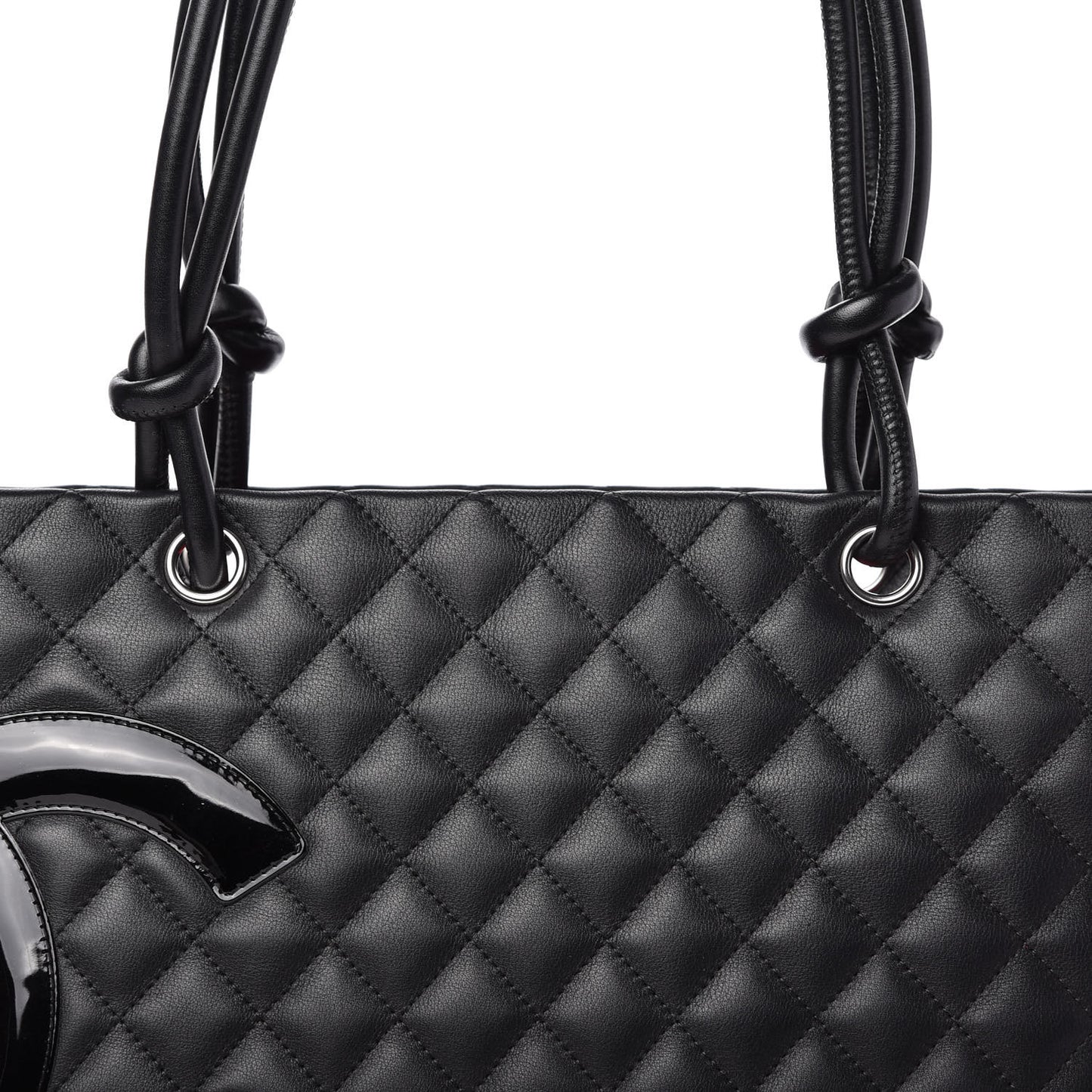 Calfskin Quilted Large Cambon Tote Black