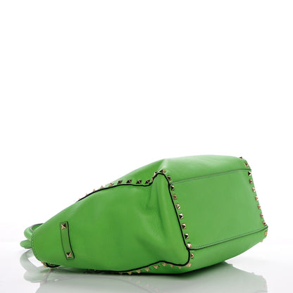 Valentino Garavani Vitello Rockstud Double Handle Tote Green Fluorescent 4 of 6