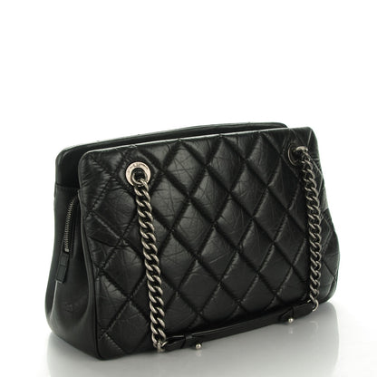 Chanel Aged Calfskin Quilted Small Crown Tote Black 3 of 7