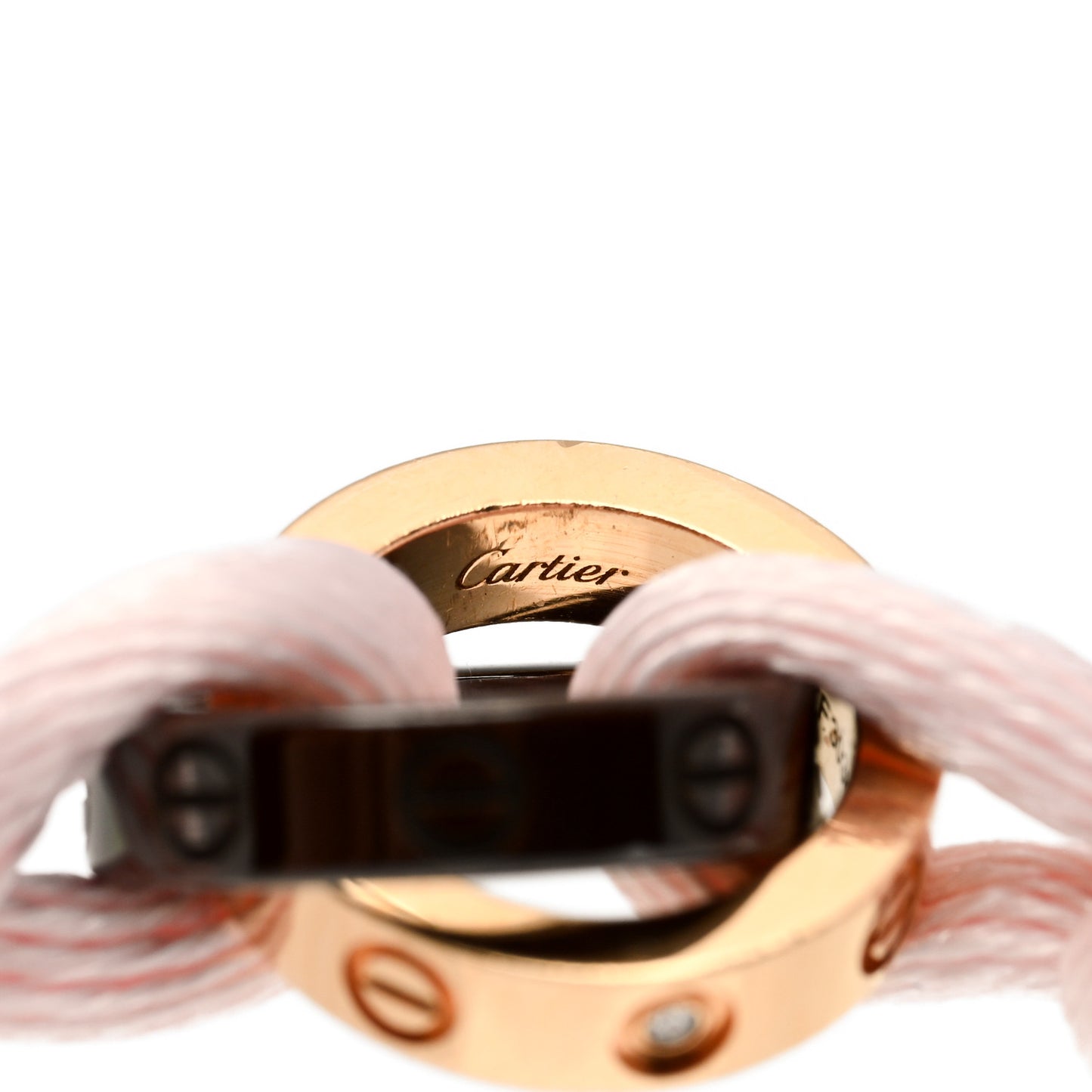 18K Pink Gold Ceramic 4 Diamond LOVE Cord Bracelet Pink