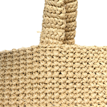 Prada Yarn Raffia Effect Crochet Embroidered Logo Tote Naturale 11 of 12