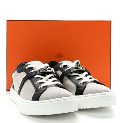 Hermes Calfskin Canvas Day Sneakers 39 Black White 9 of 9