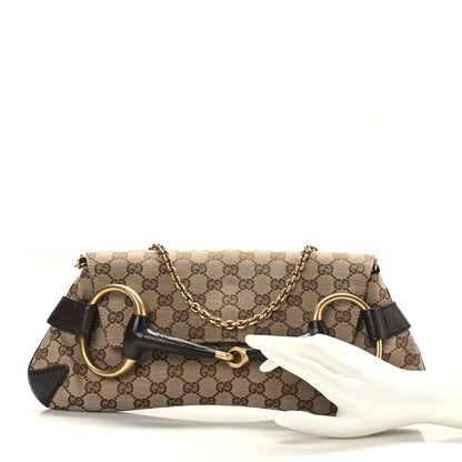 Gucci Monogram Horsebit Clutch Dark Brown 2 of 9