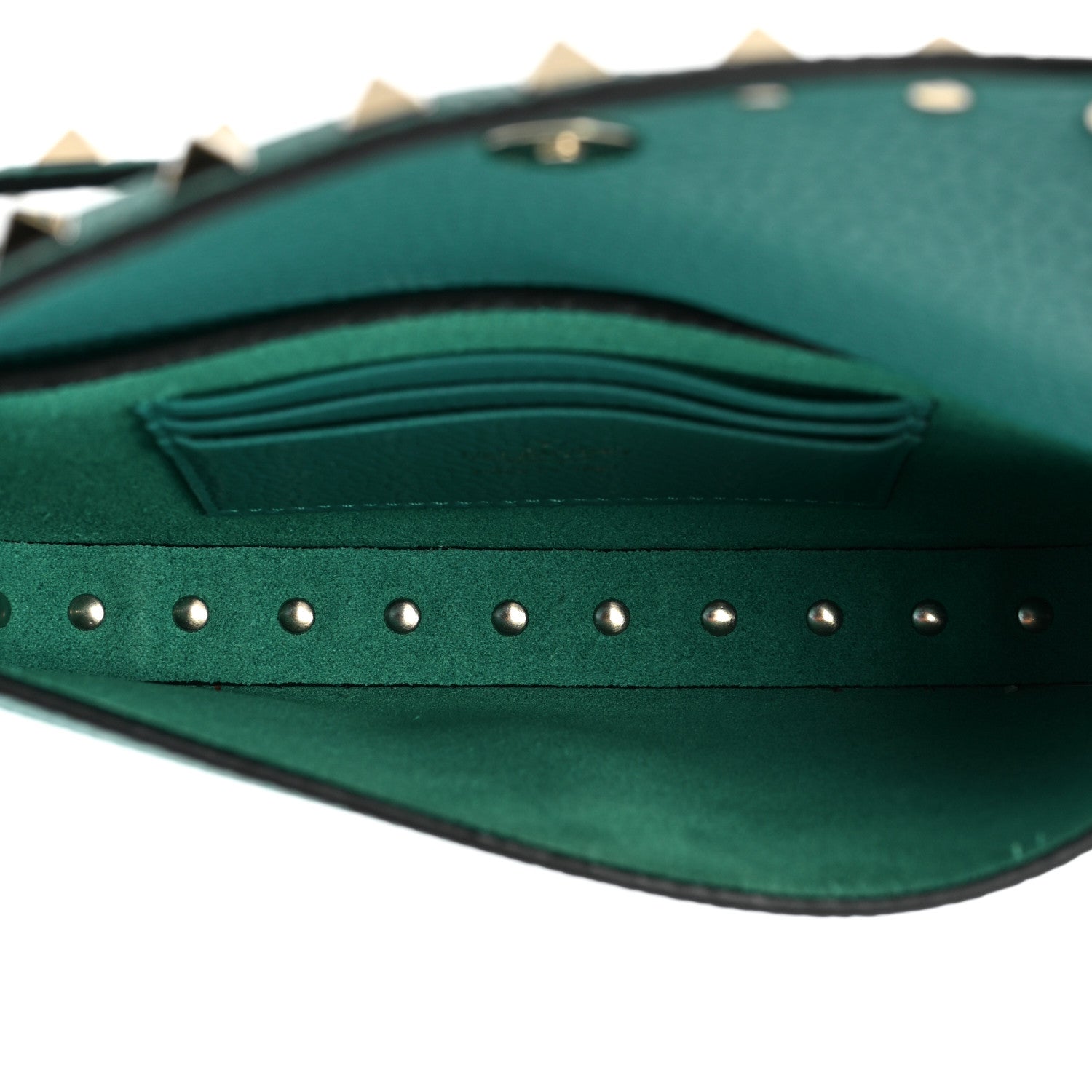 Valentino Garavani Grainy Calfskin Rockstud Crossbody Pouch Ultra Marine Green 4 of 8