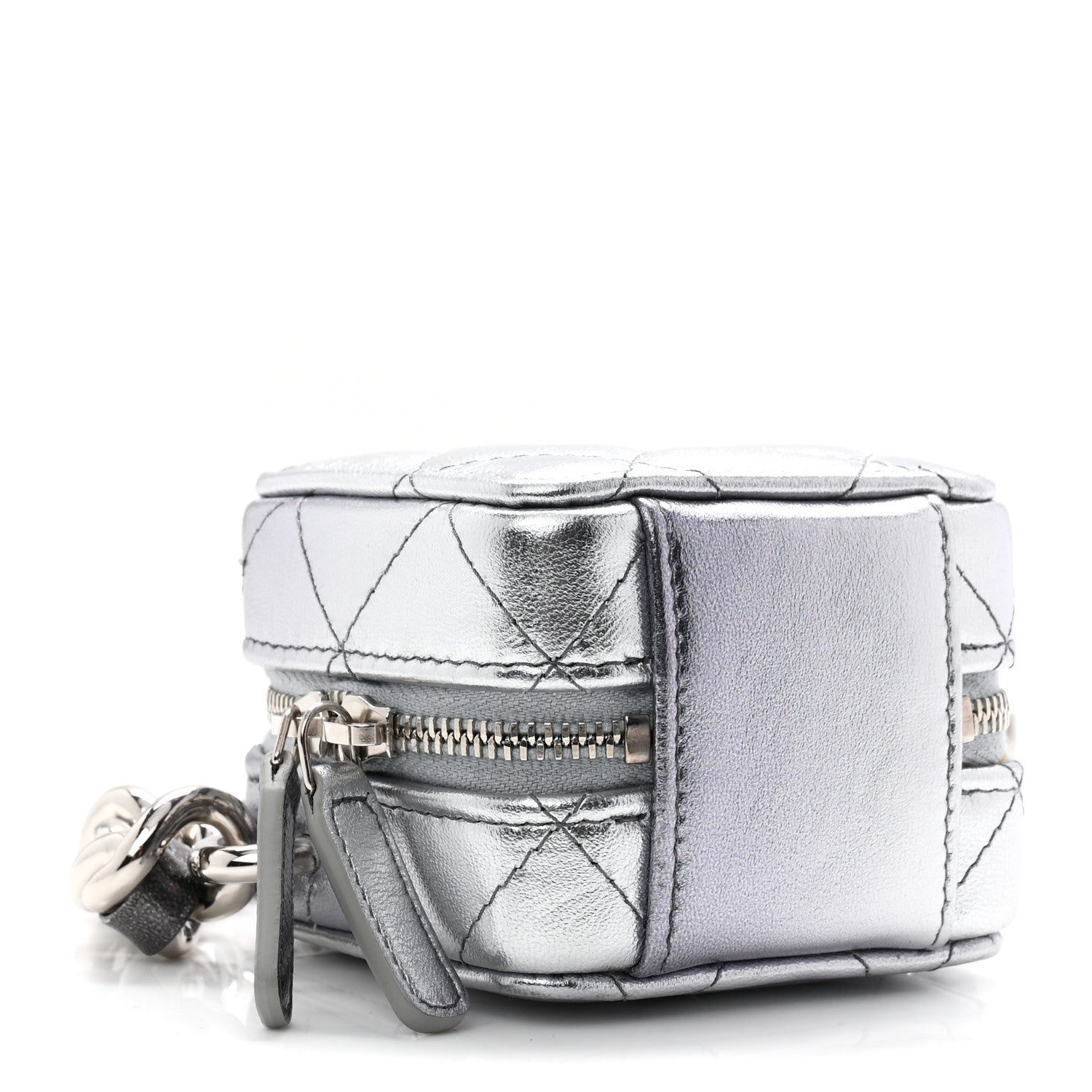 Chanel Gradient Metallic Lambskin Quilted Coco Punk Cube Clutch With Chain Silver Black 4 of 10