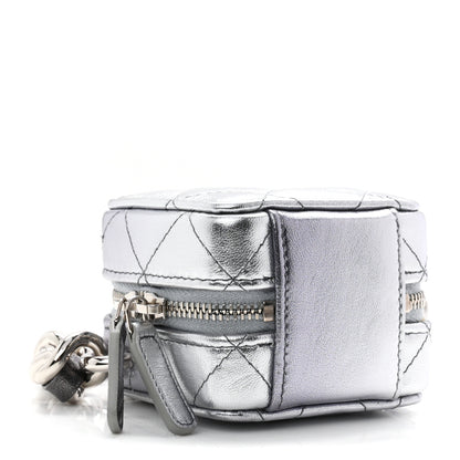 Chanel Gradient Metallic Lambskin Quilted Coco Punk Cube Clutch With Chain Silver Black 4 of 10