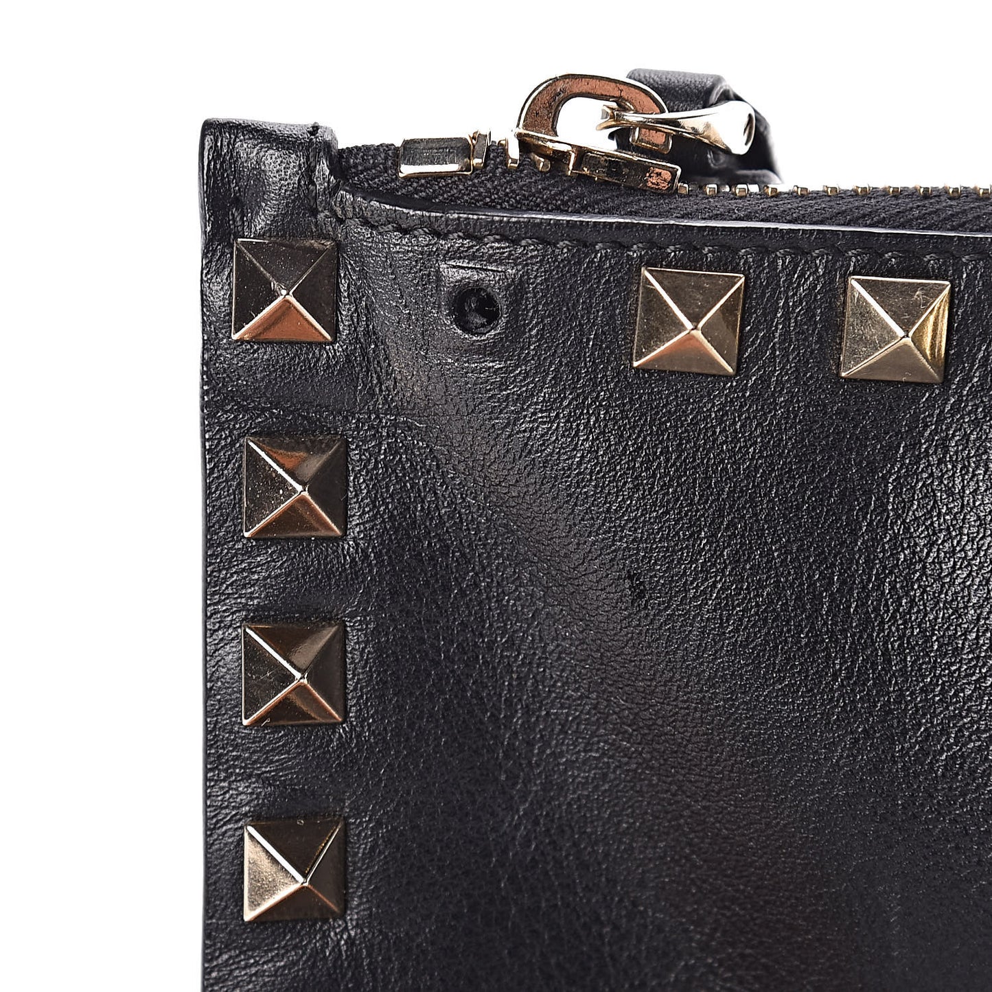 Vitello Large Rockstud Zip Pouch Black