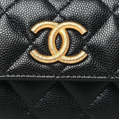 Chanel Caviar Quilted Textured CC Flap Card Holder Black 9 of 10
