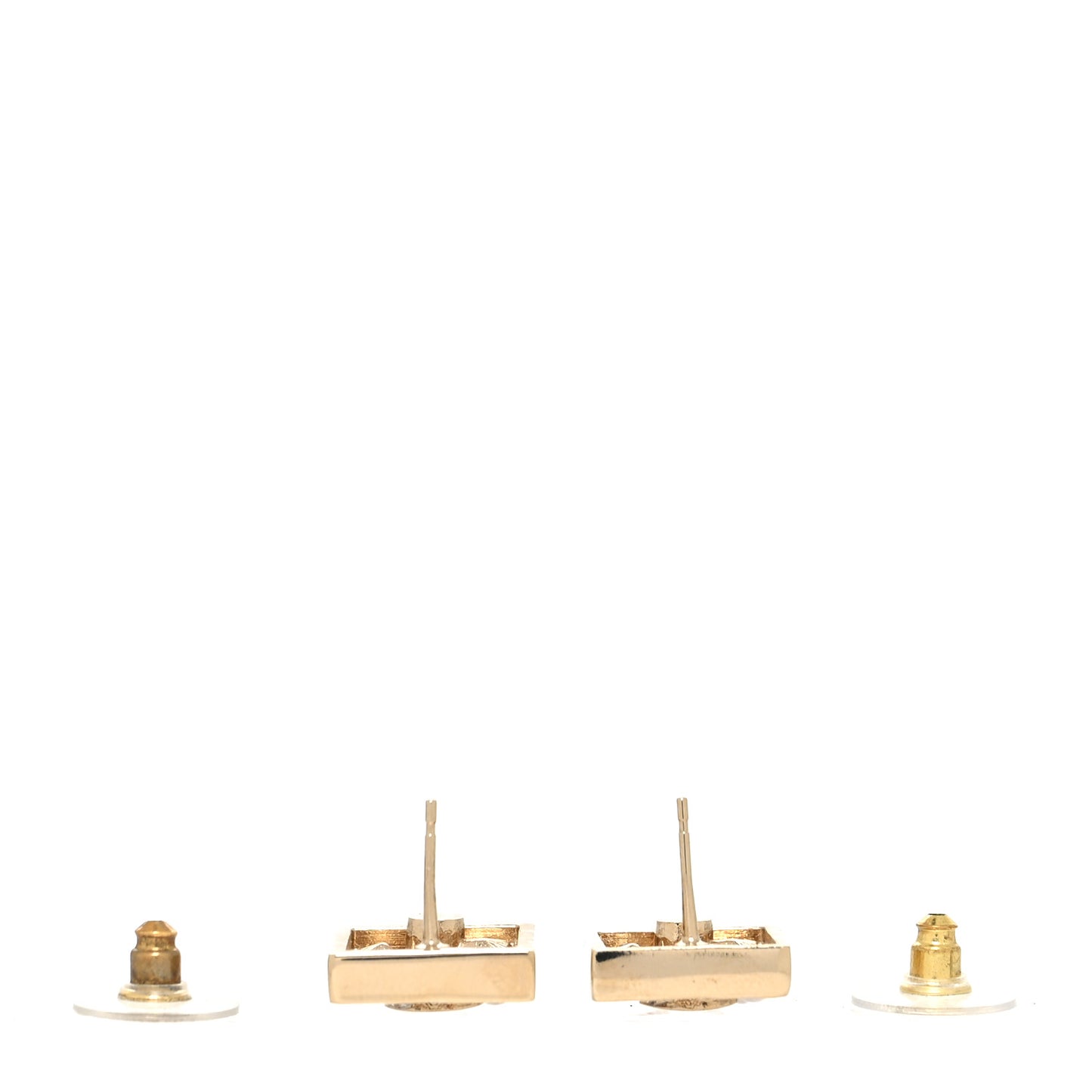 Crystal Pearl CC Square Earrings Gold
