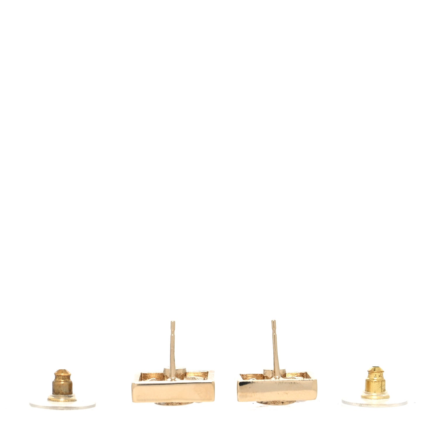Chanel Crystal Pearl CC Square Earrings Gold 3 of 4