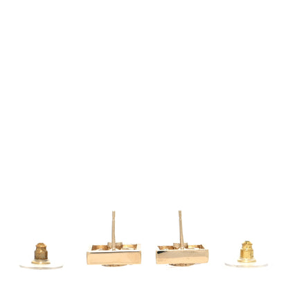 Chanel Crystal Pearl CC Square Earrings Gold 3 of 4