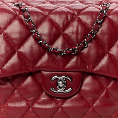 Chanel Lambskin Quilted Large Chanel 3 Flap Dark Red 9 of 12