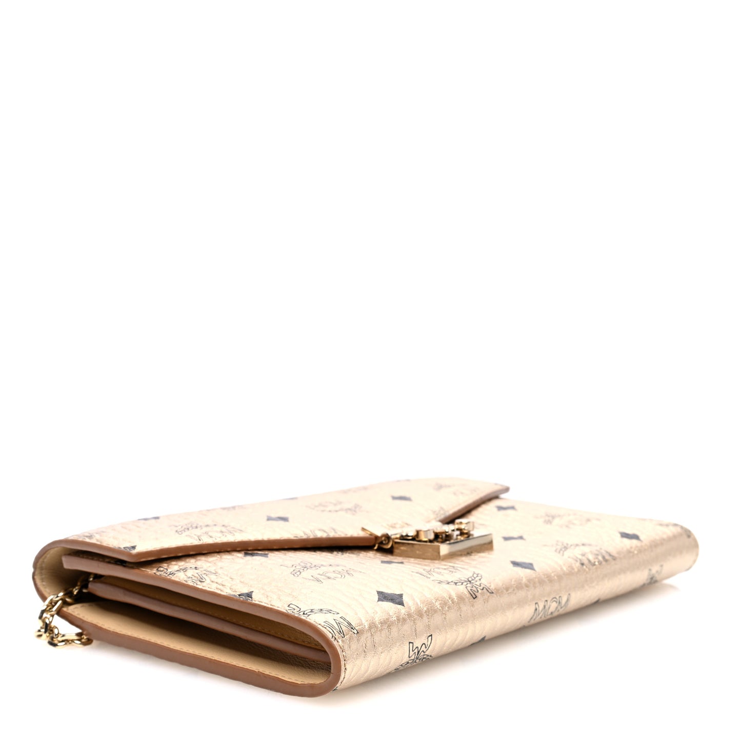 Metallic Visetos Medium Patricia Wallet On Chain Gold