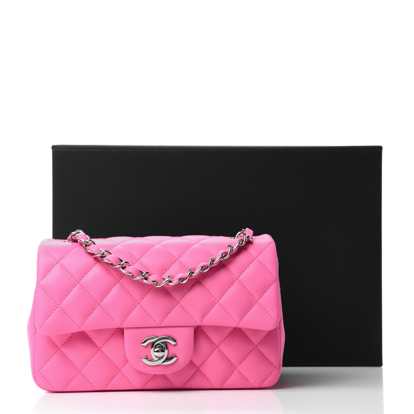 Lambskin Quilted Mini Rectangular Flap Pink