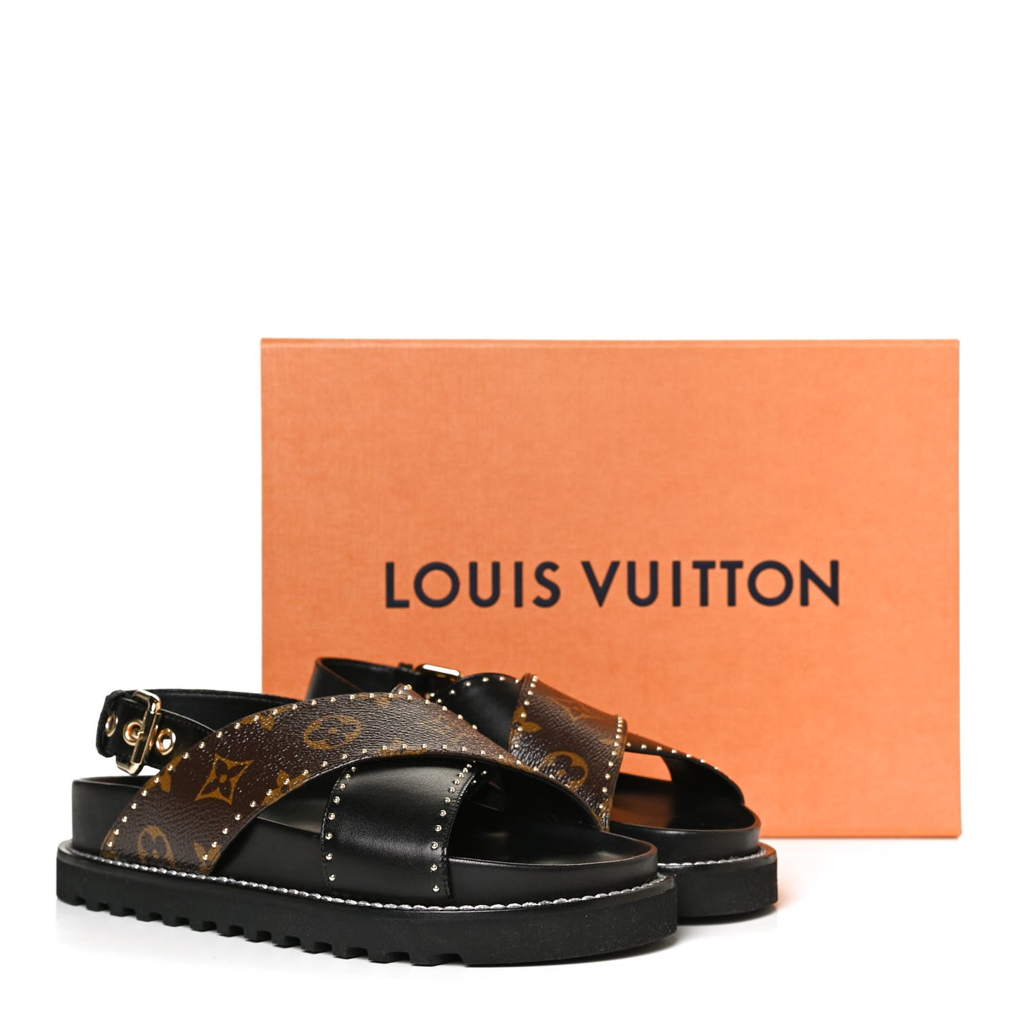 Monogram Paseo Flat Comfort Sandals 35 Black