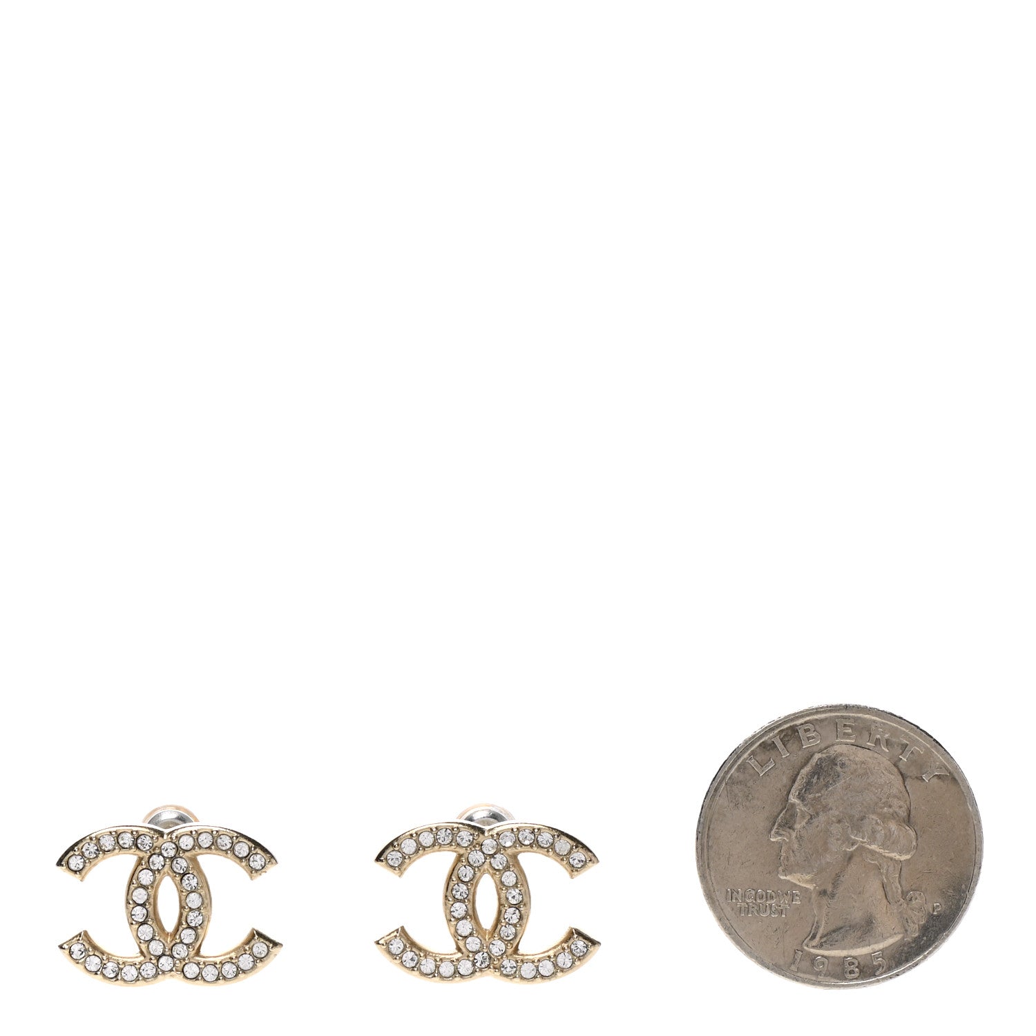 Chanel Crystal CC Earrings Gold 2 of 4