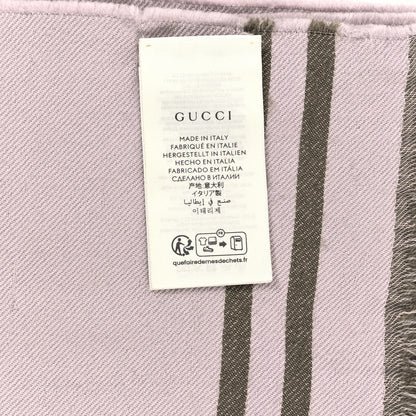 Gucci Wool GG Monogram Half GG Fringe Scarf Pink Beige 4 of 6